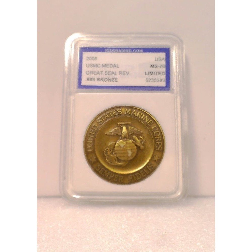 USMC Bronze Medal IGS Graded MS70 Limited Edition Great Seal Reverse - Picture 2 of 5